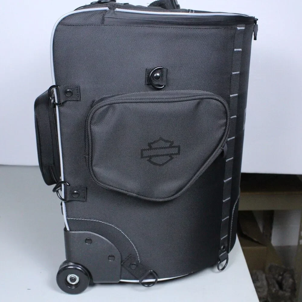 Harley Davidson Onyx Backseat Roller Luggage - Complete w/ Straps & Logo Cover